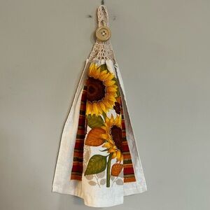 Fall Sunflower Crochet Top Hanging Decorative Kitchen Tea Towel